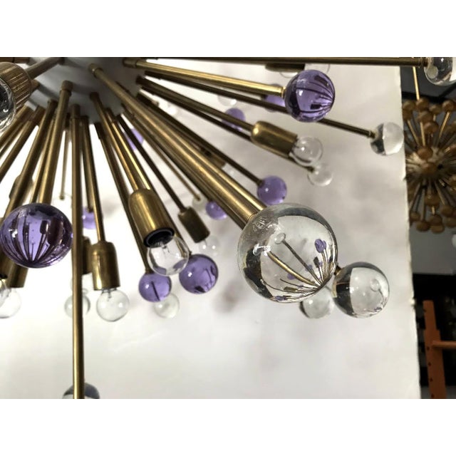 Fabio Ltd 21st Century Italian Burst Clear and Lilac Murano Glass Sphere Sputnik by Fabio LTD For Sale - Image 4 of 9
