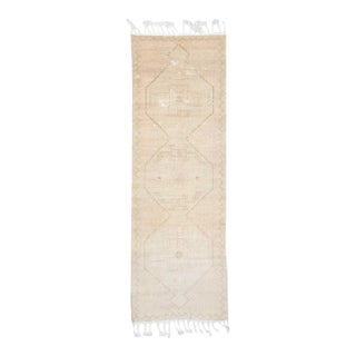 1970s Vintage Handmade Wool Cotton Turkish Beige Area Rug For Sale