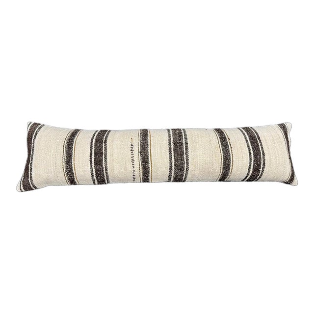 Turkish Hemp Pillow Cushion Natural Beige Black Cushion Cover 12x46 For Sale