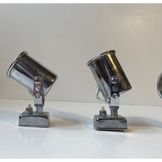 Vintage Italian Nautical Ship Cabin Wall Lights in Chrome, 1970s, Set of 4 For Sale - Image 4 of 11