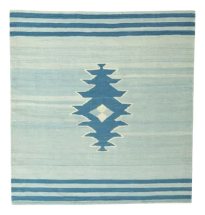 Handwoven Designer Kilim Rug in Blue-Green