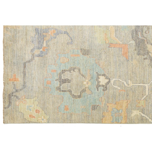 Textile Modern Oushak Style Area Rug – Hand-Knotted Wool in Neutral Sage & Terracotta For Sale - Image 7 of 11