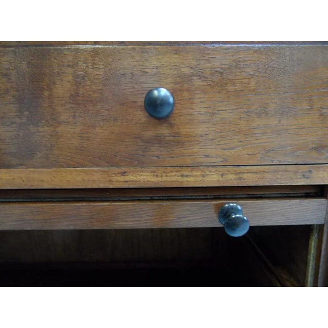 Brown Vintage Dutch Oak Filing Cabinet with Roller Shutter, 1920s For Sale - Image 8 of 9