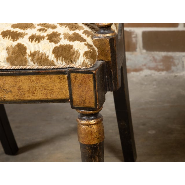 English Pair of English Regency Period Early 19th Century Black and Gold Armchairs For Sale - Image 3 of 12