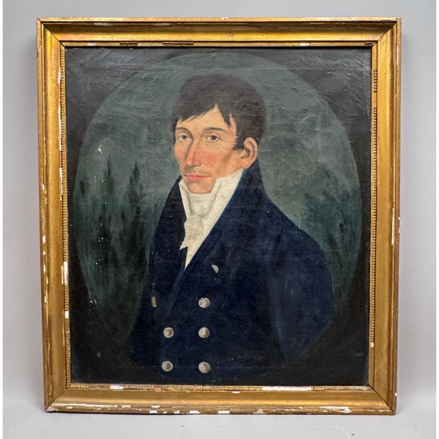 Traditional Portraits, 1820, Oil on Canvases, Framed, Set of 2 For Sale - Image 3 of 17