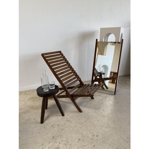 Foldable Slatted Teak Lounge Chair For Sale - Image 11 of 18