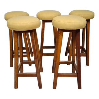 Wooden Stools, Set of 5 For Sale