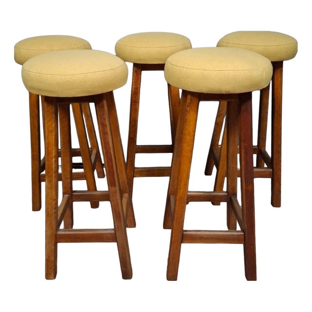 Wooden Stools, Set of 5 For Sale