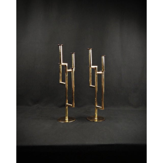 Candleholders in Gilded Brass by Karl Hagenauer for Wiener Werkstätte, 1930 For Sale - Image 10 of 18