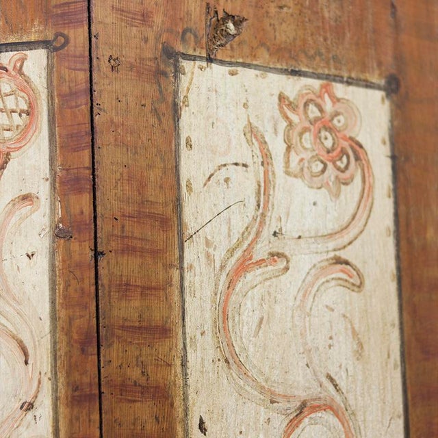 Rustic Rustic Farmhouse Folk Art Painted Bridal Cabinet, 1806 For Sale - Image 3 of 13
