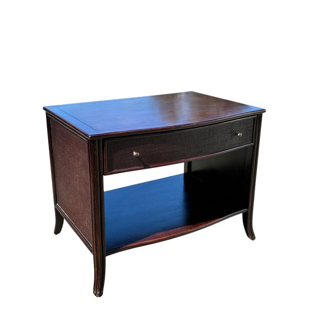 Contemporary Pair of Barbara Barry for McGuire Caned Bedside Tables in Dark Tobacco For Sale - Image 3 of 9
