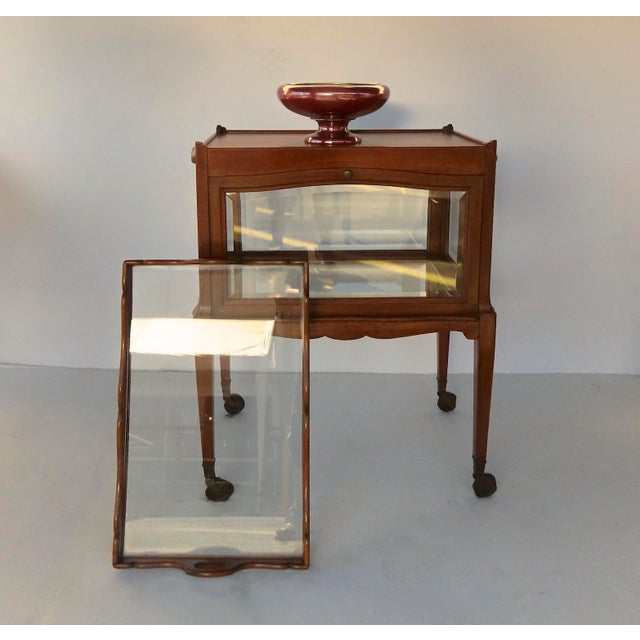 French Walnut Trolly Cart Display Lift Off Serving Tray Dessert Stand Side Table For Sale - Image 11 of 12