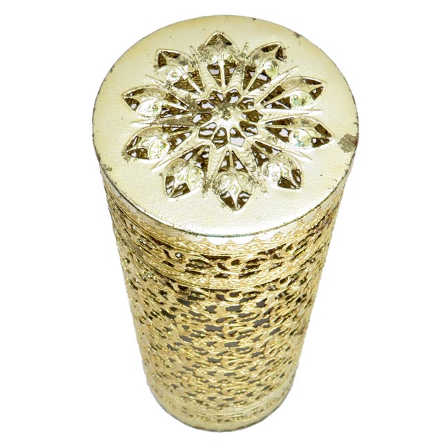 Mid 20th Century Gold Ormolu Vanity Tissue Box & Toiletry Bottle Cover, Set of 2 For Sale - Image 5 of 6