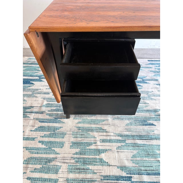 1960s Attributed Arne Vodder Danish Modern Rosewood “Coffin” Desk | Mid Century Modern | Made in Denmark For Sale In Austin - Image 6 of 18