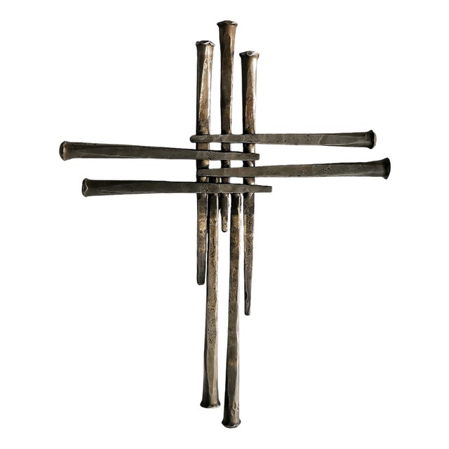 Vintage Brutalist Stainless Steel Cross, 1970s For Sale