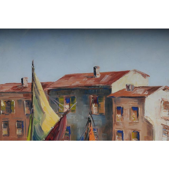 Fishing Harbor in St. Tropez, 20th Century, Oil on Canvas, Framed For Sale - Image 15 of 18