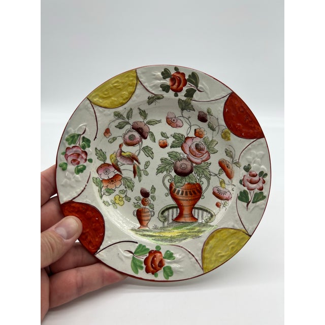 Antique English Staffordshire Gaudy Floral Decorated Pearlware Plate, Circa 1820 For Sale - Image 11 of 11