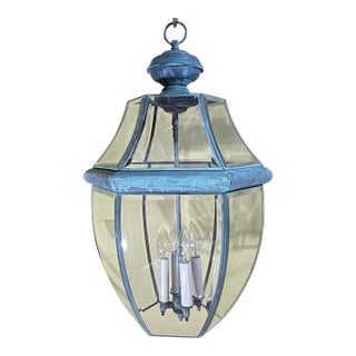 Vintage Solid Brass Hanging Lantern/Light Fixture For Sale