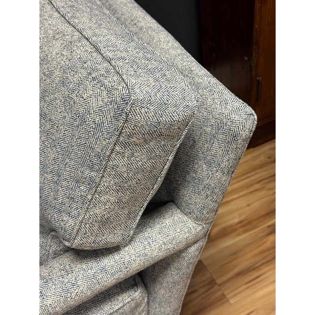Newly Upholstered Vintage MCM Parsons Chair in Rich Blue Tweed For Sale - Image 11 of 12
