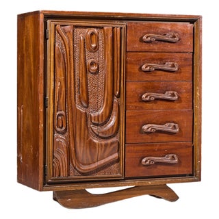Witco Style Pulaski Oceanic Mid Century Highboy Dresser Armoire For Sale