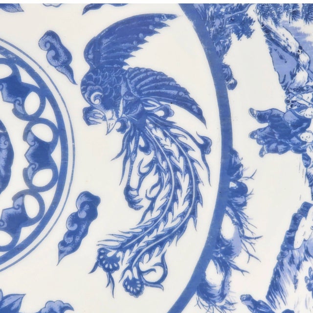Ceramic Vintage Chinese Tatung Blue and White Porcelain Platter – 14.25” Decorative Plate For Sale - Image 7 of 9