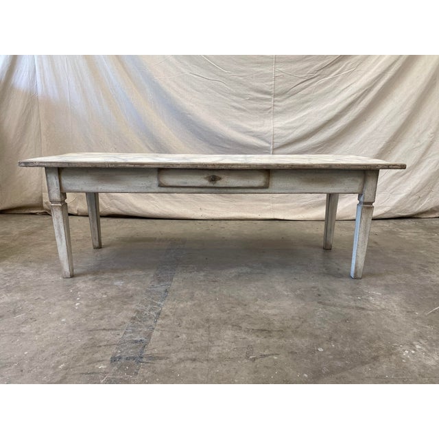 Dove Gray 19th C Italian Painted Coffee Table With Faux Marble Top For Sale - Image 8 of 10