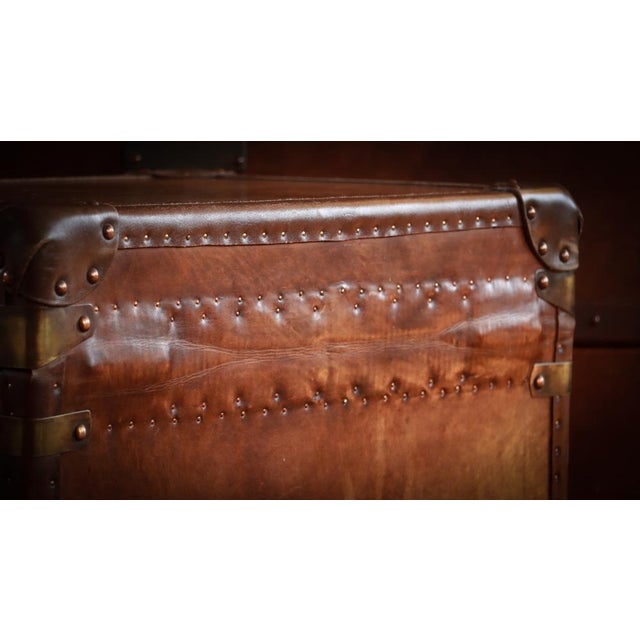 Vintage Officers Campaign White Star Trunk in Leather, 2010s For Sale - Image 9 of 18