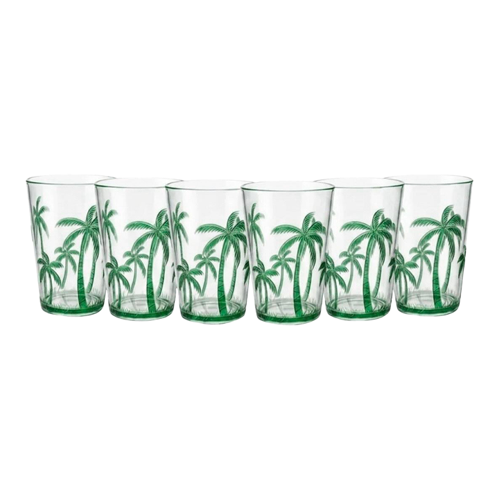 Italian-Designed Tropical Palm Tree Acrylic Tumblers - Set of 6 | Chairish