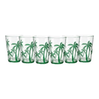 Italian-Designed Tropical Palm Tree Acrylic Tumblers - Set of 6 For Sale