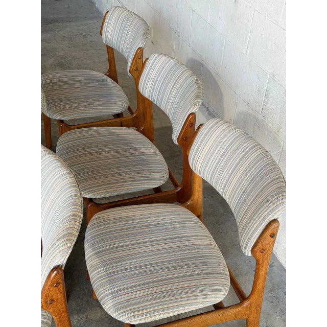 1960s In Style of Erik Buch Model 46 Teak Dining Chairs Set of 6 Fabric Wooden Seating Denmark Mid-Century Modern 1960s For Sale - Image 5 of 10