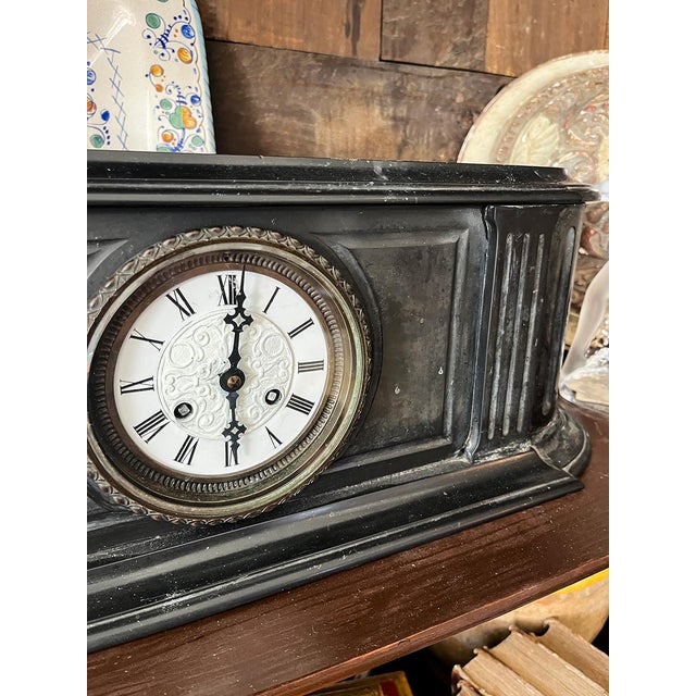 Traditional 20th Century Black Marble Clock For Sale - Image 3 of 4