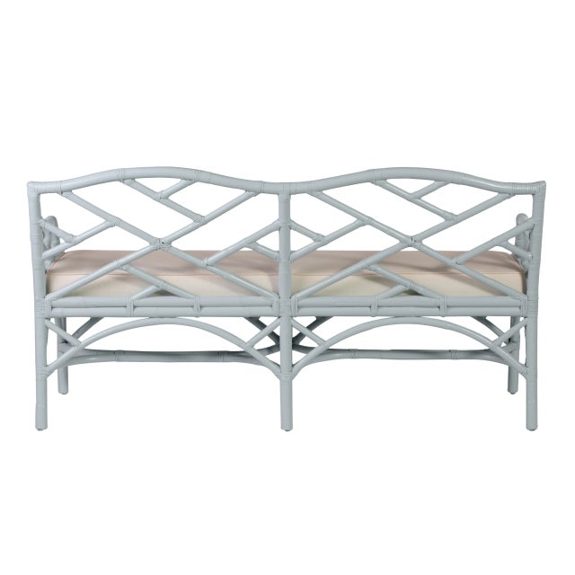 David Francis Chippendale Bench - Blue For Sale - Image 4 of 7