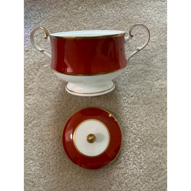 1980s Mikasa Bone China Coffee/Tea Pot Set With Creamer & Sugar Container in Mikasa Egyptian Terracotta Pattern - Set of 3 For Sale In Philadelphia - Image 6 of 10