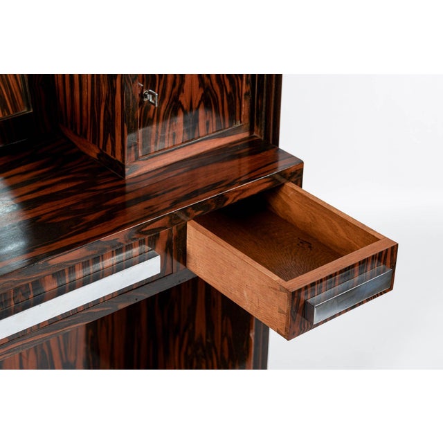 Antique French Art Deco Macassar Ebony Vanity Cabinet by Georges Champion, Attributed For Sale - Image 12 of 15