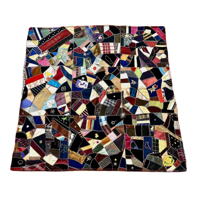 Late 19th-Century American Crazy Quilt For Sale