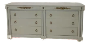 French Empire-Style Double Dresser in Painted Gray Finish