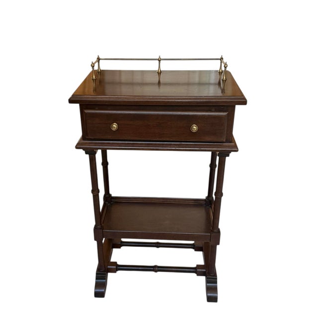 Mid 20th Century Ethan Allen Georgian Court Solid Cherry Telephone Table For Sale - Image 12 of 12