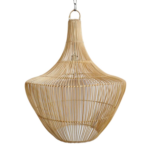 Jeanie Raw Rattan Lantern For Sale