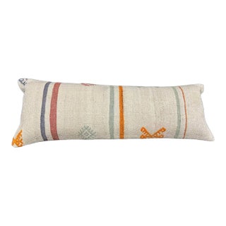 Turkish Hemp Pillow Cushion Natural Beige Orange Cushion Cover 14x40 For Sale