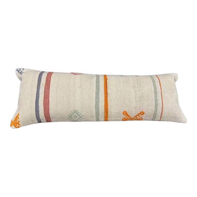 Turkish Hemp Pillow Cushion Natural Beige Orange Cushion Cover 14x40 For Sale