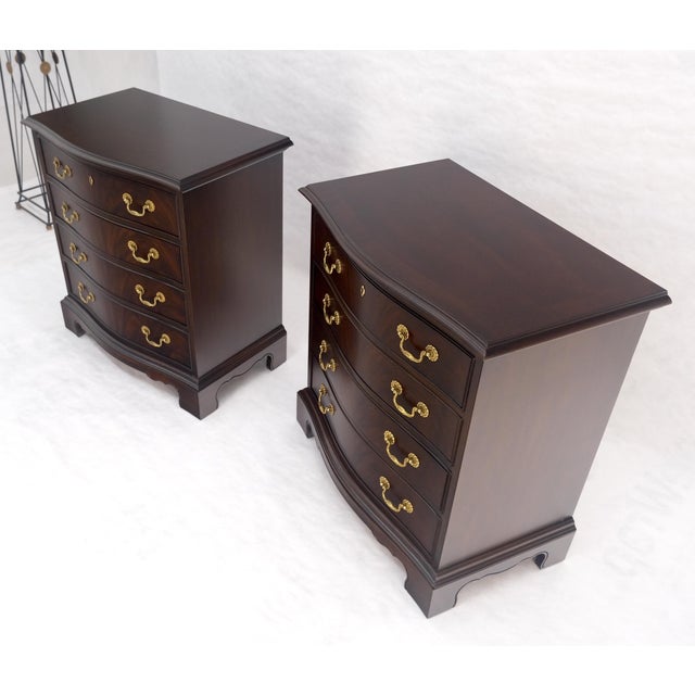 Pair Banded Top 4 Drawers 31" High Small Chests End Tables Night Stands MINT For Sale - Image 12 of 16