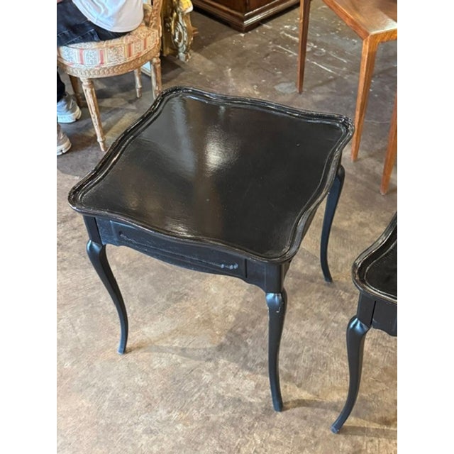 Pair of Vintage French Provincial Black Side Tables For Sale In Dallas - Image 6 of 7