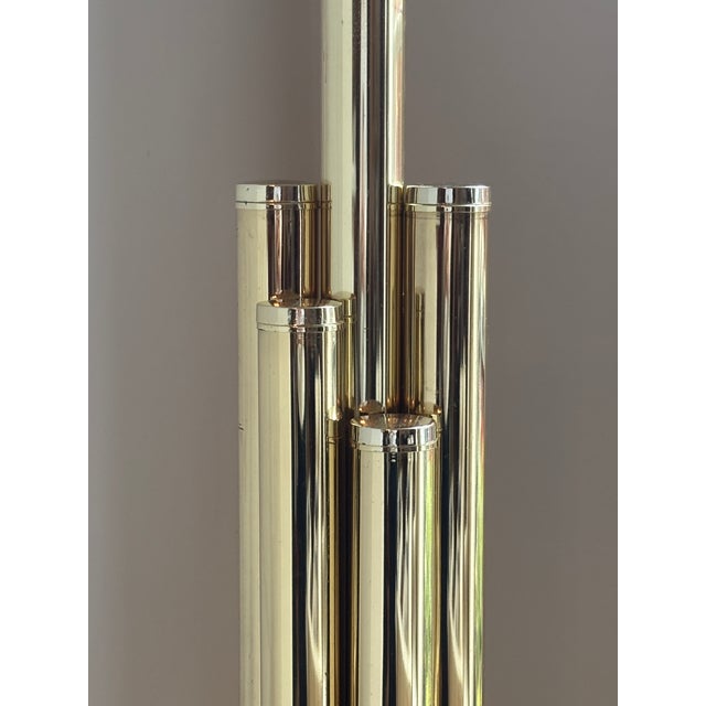 Vintage Mid-Century Modern Tiered Cylindrical Brass Table Lamp For Sale - Image 14 of 18