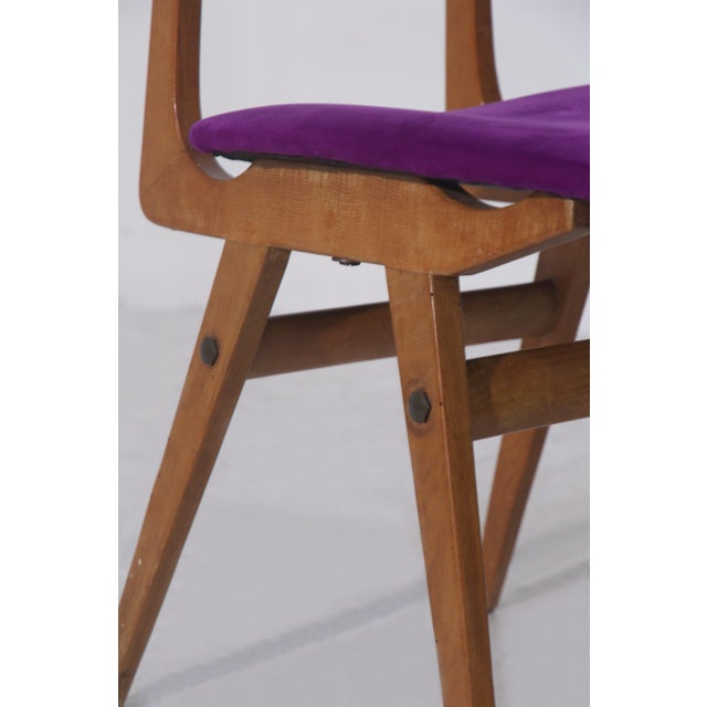 Mid-Century Modern Italian Chairs in Purple Velvet, 1960, Set of 6 For Sale - Image 4 of 13