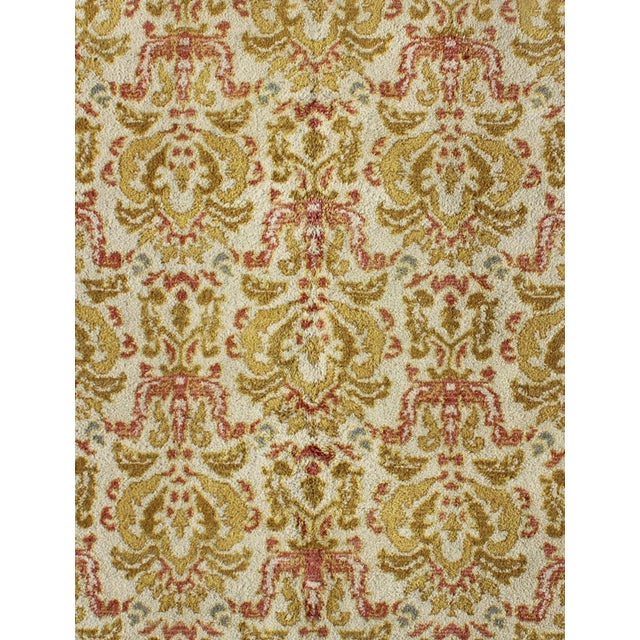 Spanish 1930s Spanish Rug With Floral Yellow Green, Light Brown, Acid Green and Coral For Sale - Image 3 of 11