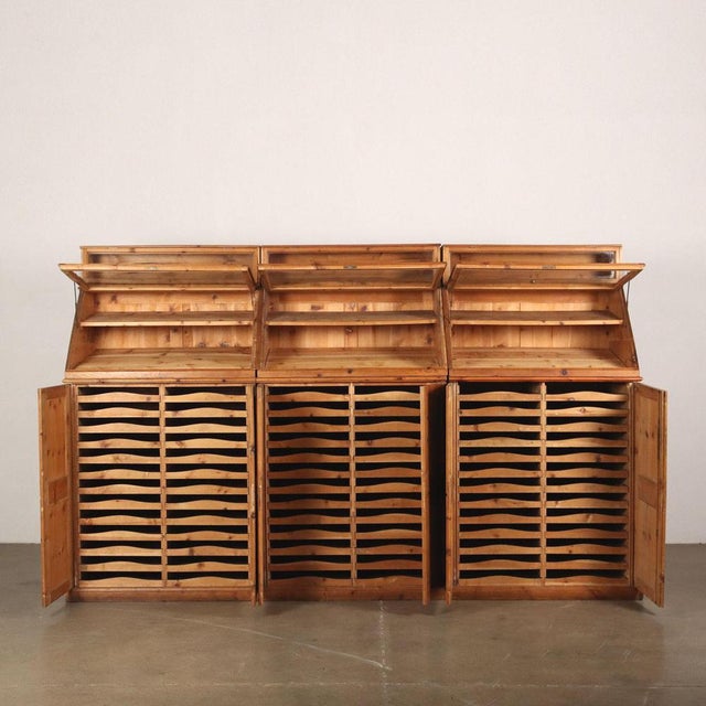 Large Cypress Wood and Blown Glass Showcase, Early 20th Century For Sale - Image 3 of 9