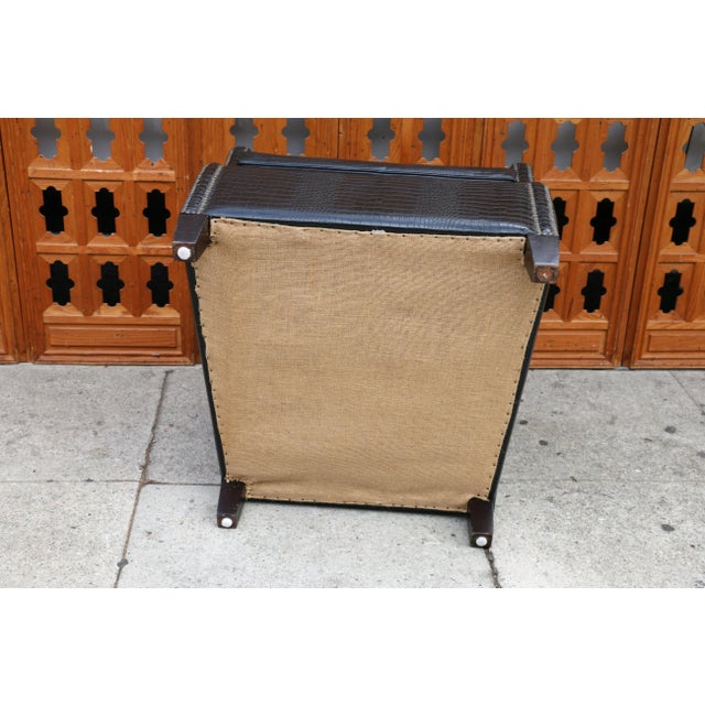 Art Deco Faux Crocodile Leather Club Chair With Ottoman, 1990s For Sale - Image 9 of 12