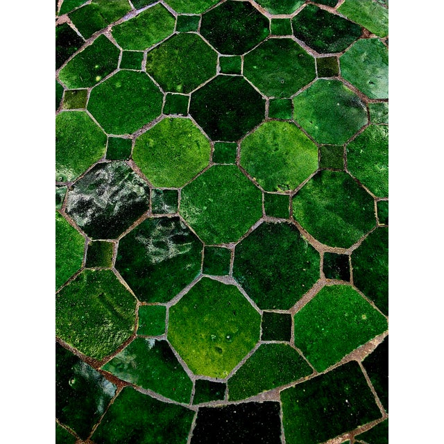 14" Mini Moroccan Mosaic Accent Table – Tamegroute Green Tile Top / Low Base For Sale In Orlando - Image 6 of 7