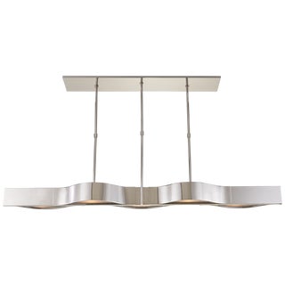 Kelly Wearstler for Visual Comfort Signature Avant Large Linear Pendant in Polished Nickel with Frosted Glass For Sale