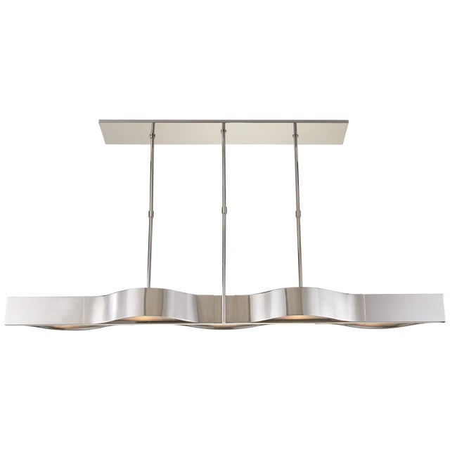 Kelly Wearstler for Visual Comfort Signature Avant Large Linear Pendant in Polished Nickel with Frosted Glass For Sale